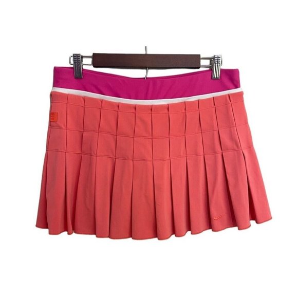 Nike Fit Dry Tennis Pickle Ball Pleated Skirt Orange Pink Large - Picture 1 of 9